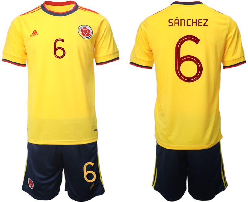 Cheap Men 2022 World Cup National Team Colombia home yellow 6 Soccer Jersey